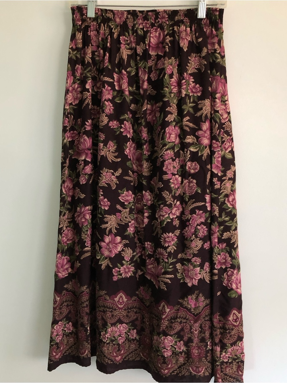 80s Cottagecore Vintage Eaton Petites Floral Flowy Maxi Wrap Skirt Prairie - Picture 8 of 15